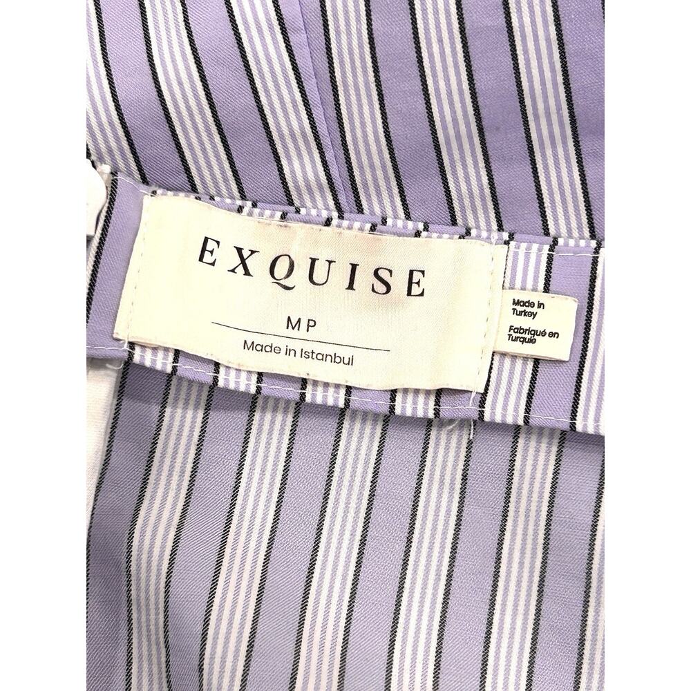 Anthropologie Exquise Freedom Mini Dress High Neck Sz MP Petite Lavender Striped - Picture 5 of 7